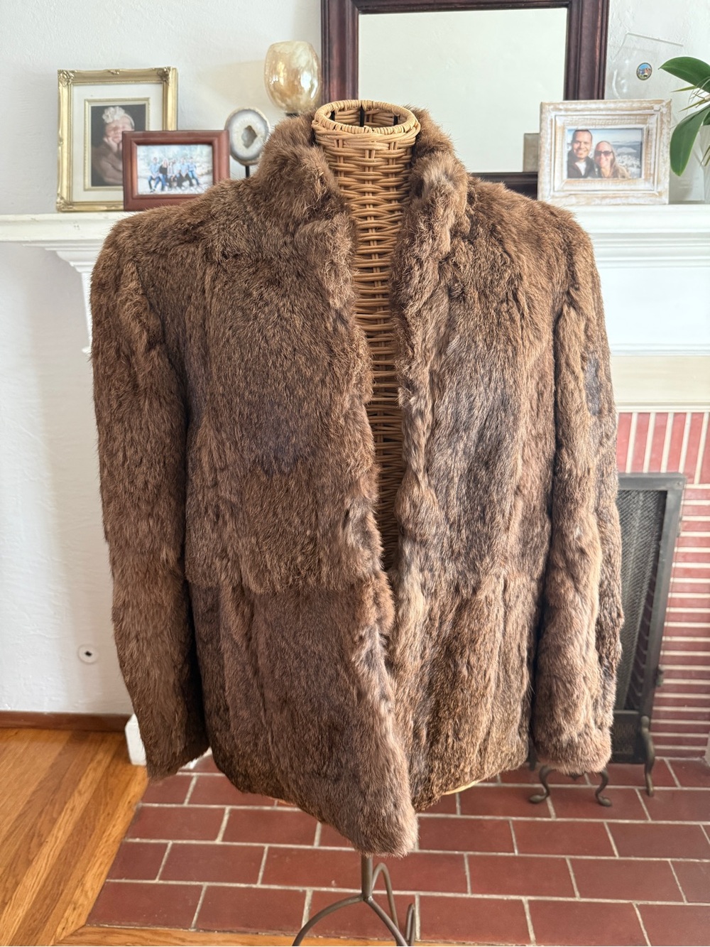 Vintage GDT Too Brown chic rabbit fur 80’a coat Large